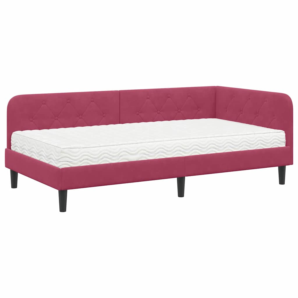 vidaXL Κρεβάτι Γωνίας Κόκκινο 100 x 200 cm Βελούδο