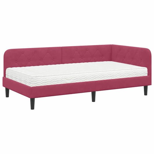 vidaXL Κρεβάτι Γωνίας Κόκκινο 100 x 200 cm Βελούδο