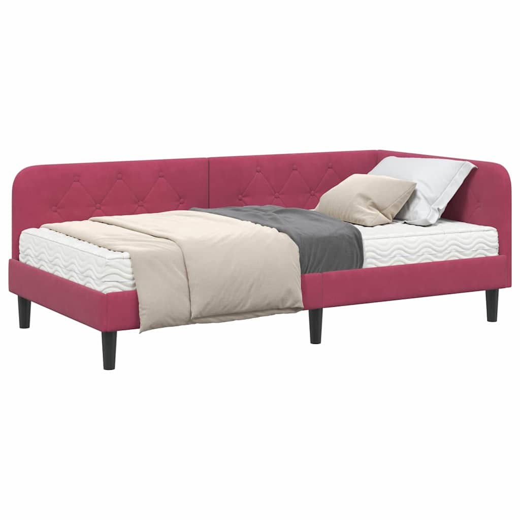 vidaXL Κρεβάτι Γωνίας Κόκκινο 100 x 200 cm Βελούδο