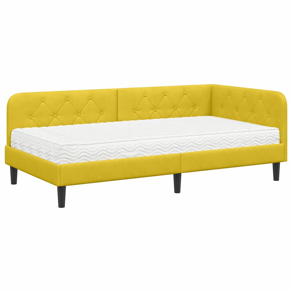 vidaXL Κρεβάτι Γωνίας Κίτρινο 100 x 200 cm Βελούδο