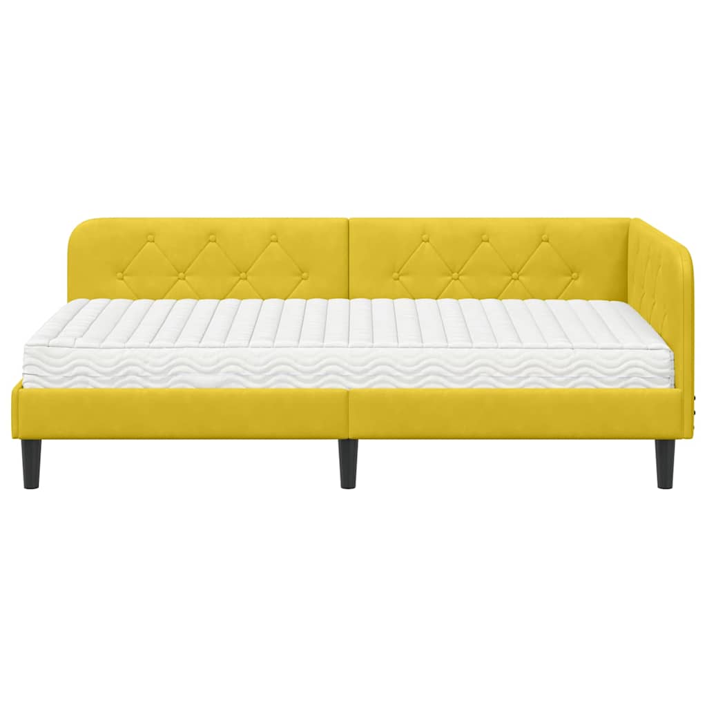 vidaXL Κρεβάτι Γωνίας Κίτρινο 100 x 200 cm Βελούδο