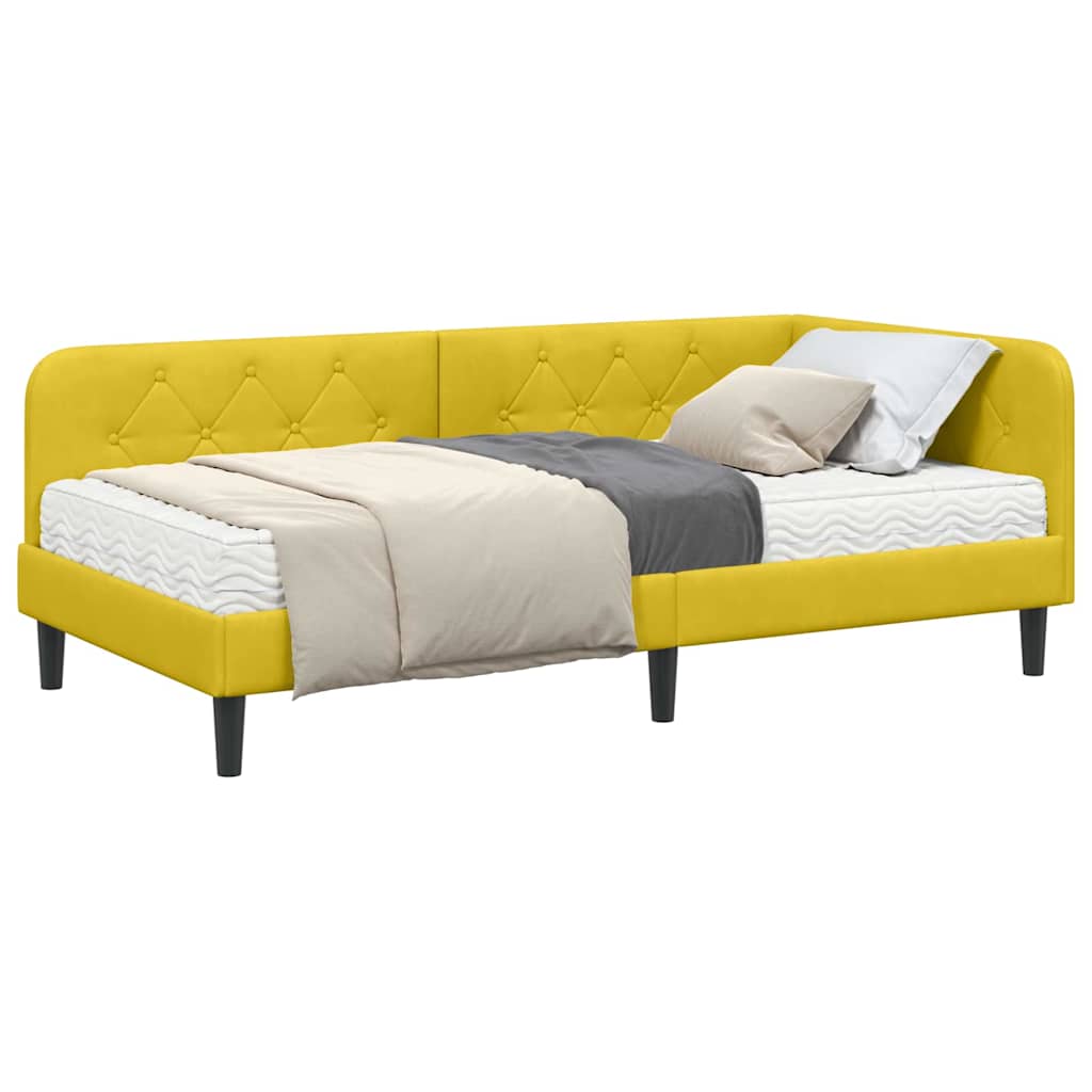 vidaXL Κρεβάτι Γωνίας Κίτρινο 100 x 200 cm Βελούδο