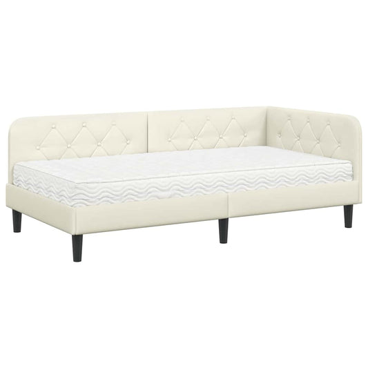 vidaXL Κρεβάτι Γωνίας Κρεμ 100 x 200 cm Βελούδο