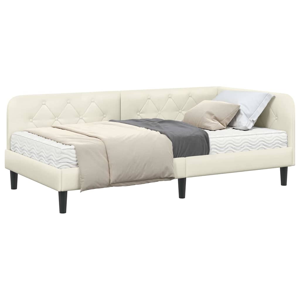 vidaXL Κρεβάτι Γωνίας Κρεμ 100 x 200 cm Βελούδο