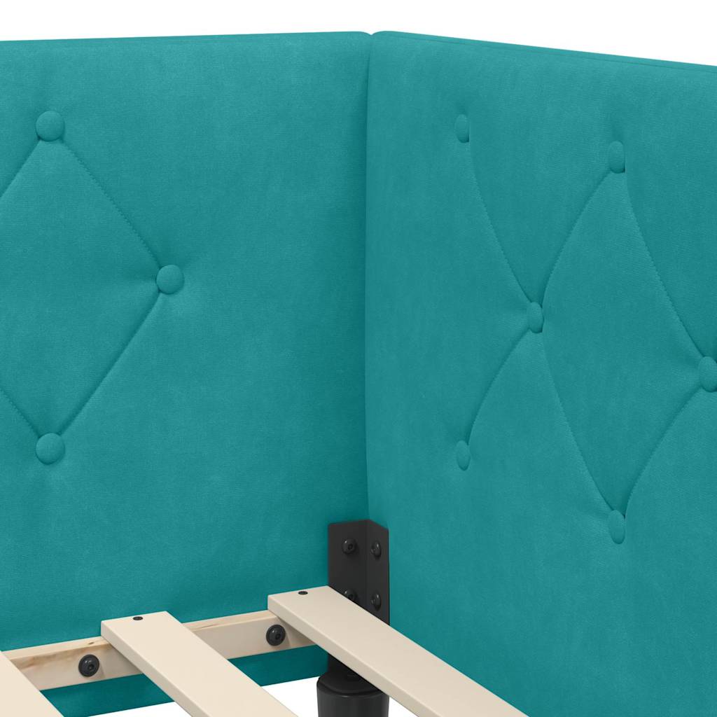 vidaXL Κρεβάτι Γωνίας Τιρκουάζ 100 x 200 cm Βελούδο