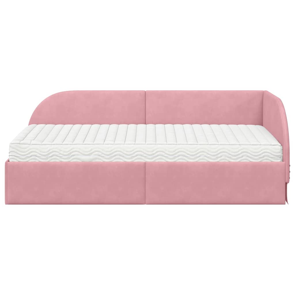 vidaXL Κρεβάτι γωνίας με στρώμα με κεφαλάρι 2 pcs Γκρι Βελούδο