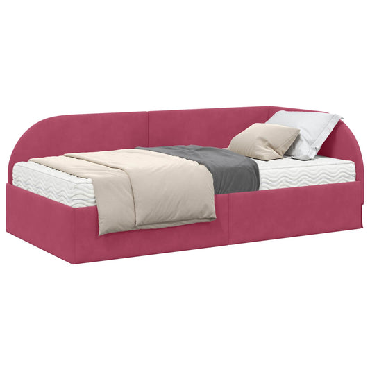vidaXL Κρεβάτι γωνίας με στρώμα με κεφαλάρι 2 pcs Πράσινο Βελούδο