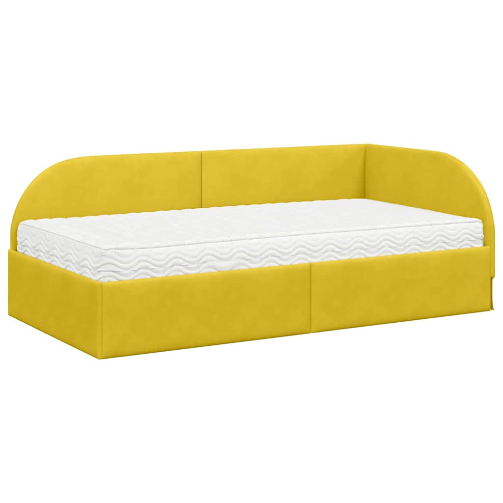 vidaXL Κρεβάτι γωνίας με στρώμα με κεφαλάρι 2 pcs Κίτρινο Βελούδο
