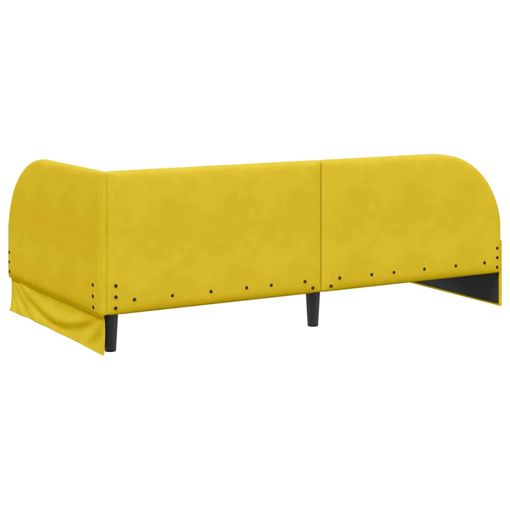vidaXL Κρεβάτι γωνίας με στρώμα με κεφαλάρι 2 pcs Κίτρινο Βελούδο