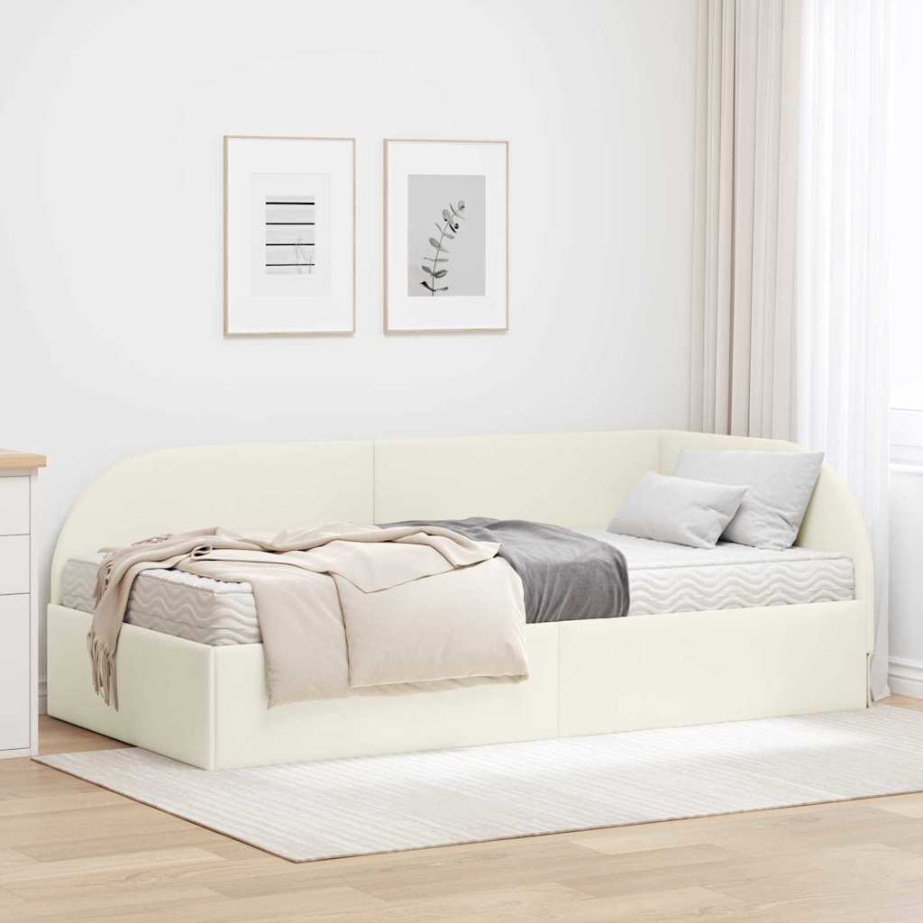 vidaXL Κρεβάτι γωνίας με στρώμα 2 τμχ. Κρεμ 80 x 200 cm Βελούδο