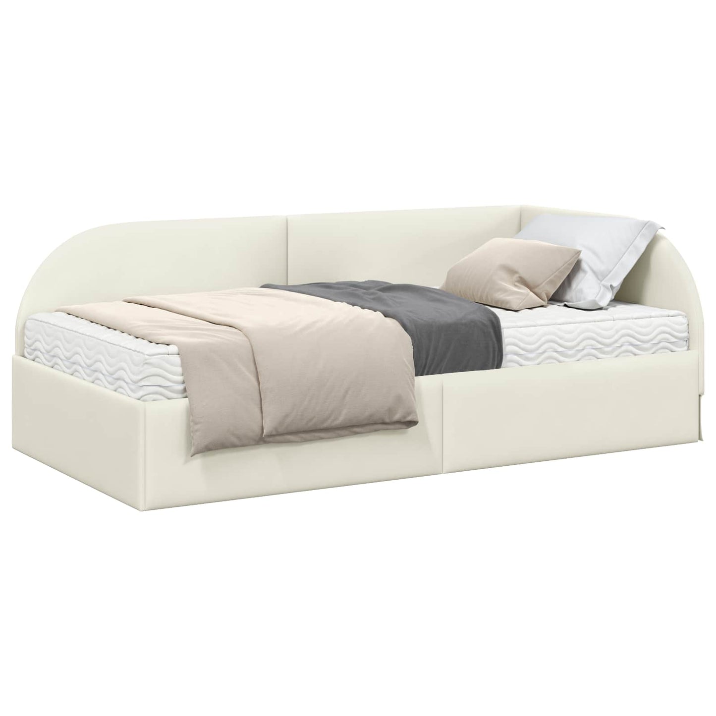 vidaXL Κρεβάτι γωνίας με στρώμα 2 τμχ. Κρεμ 80 x 200 cm Βελούδο