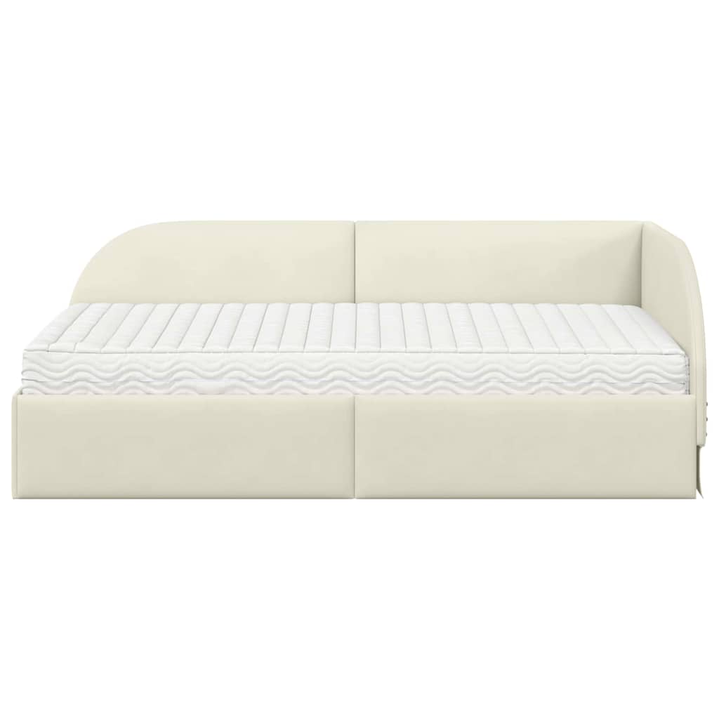vidaXL Κρεβάτι γωνίας με στρώμα 2 τμχ. Κρεμ 80 x 200 cm Βελούδο