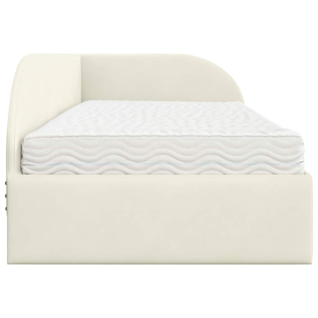 vidaXL Κρεβάτι γωνίας με στρώμα 2 τμχ. Κρεμ 80 x 200 cm Βελούδο