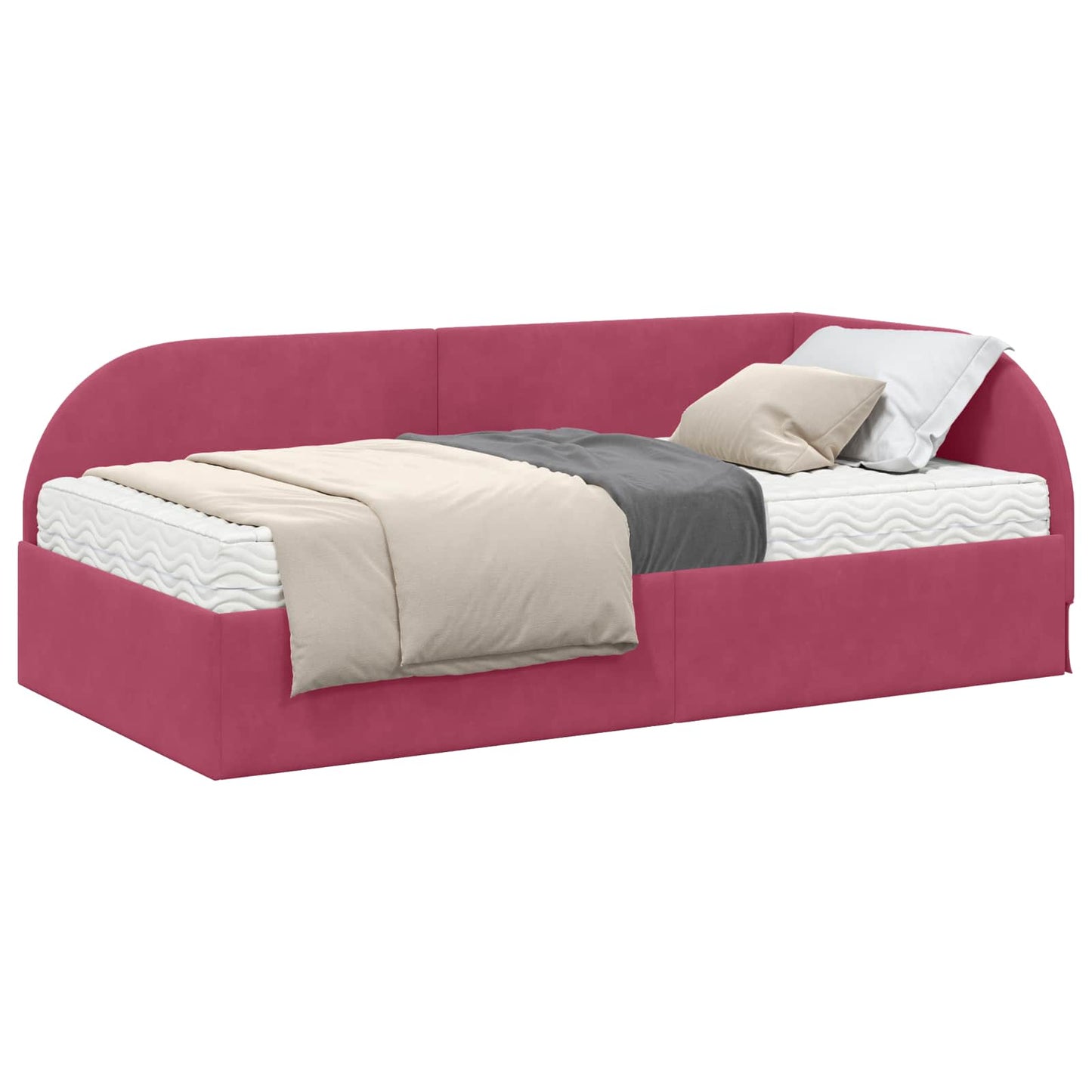vidaXL Κρεβάτι γωνίας με στρώμα με κεφαλάρι 2 pcs Πράσινο Βελούδο