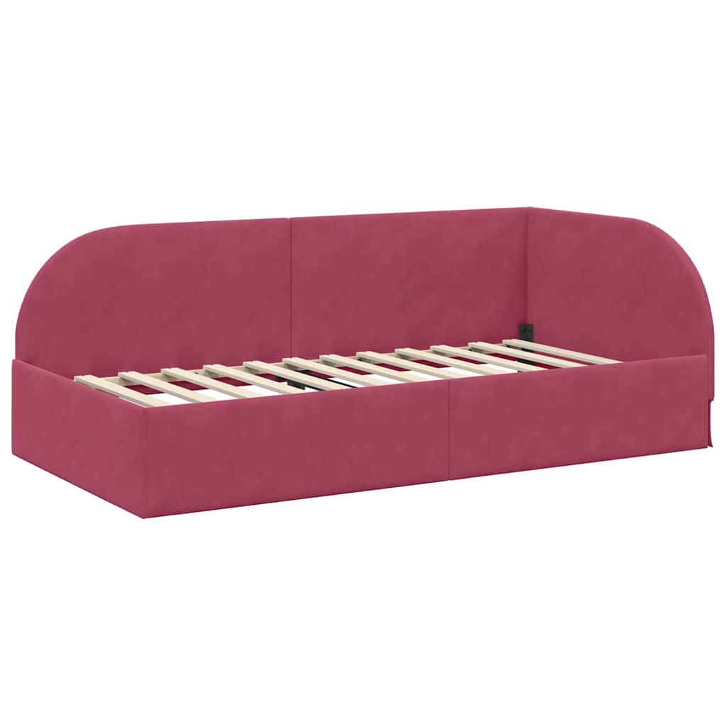 vidaXL Κρεβάτι γωνίας με στρώμα με κεφαλάρι 2 pcs Πράσινο Βελούδο