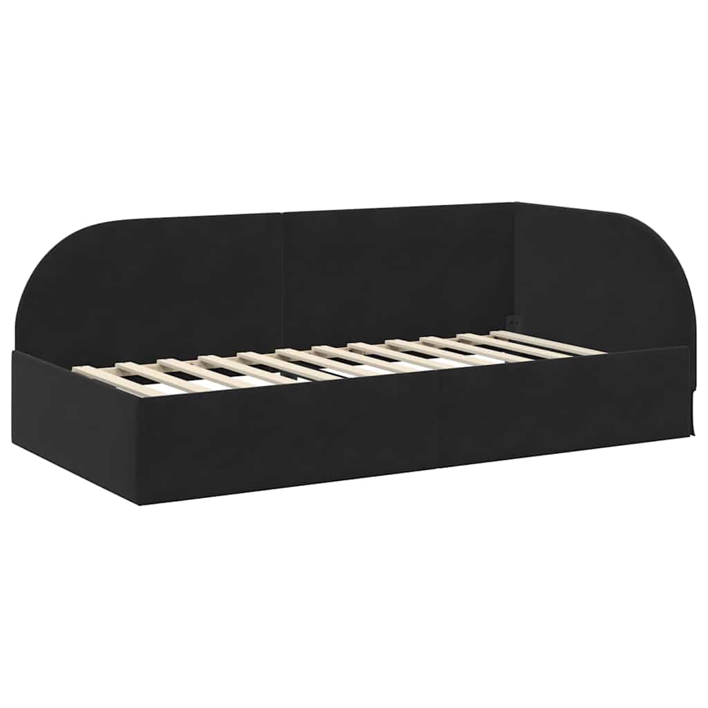 vidaXL Κρεβάτι γωνίας με στρώμα με κεφαλάρι 2 pcs Μαύρο Βελούδο