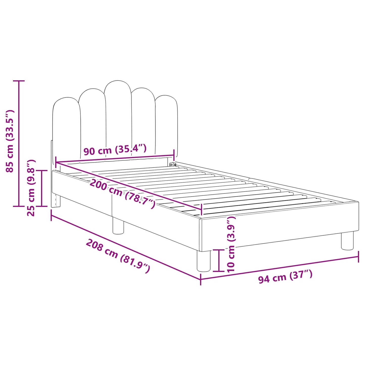 vidaXL Κρεβάτι Παιδικής Κρεβατοκάμαρας με Κεφαλάκι Σκούρο Γκρι