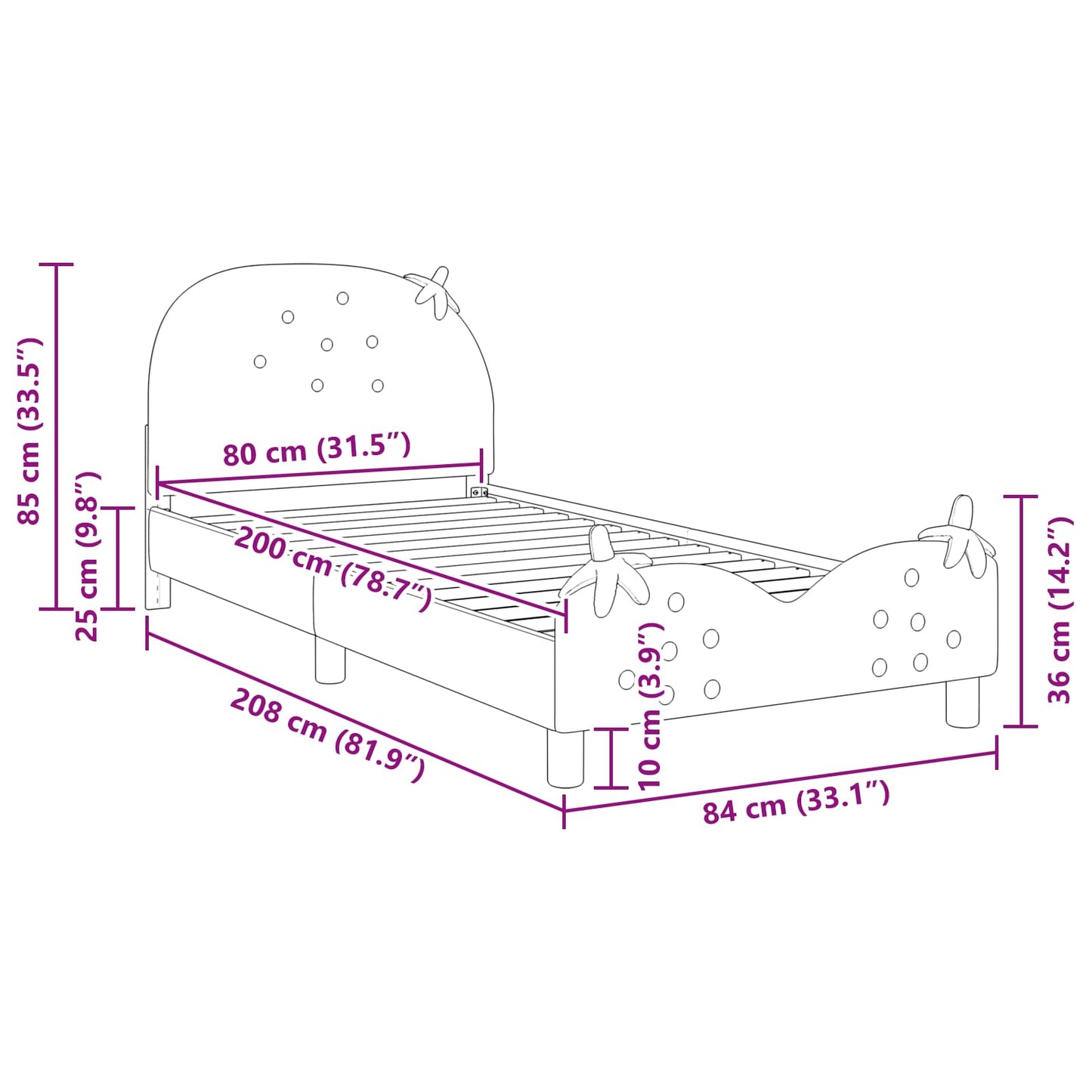 vidaXL Κρεβάτι Παιδικής Κρεβατοκάμαρας με Κεφαλάκι Ροζ 80 x 200 cm