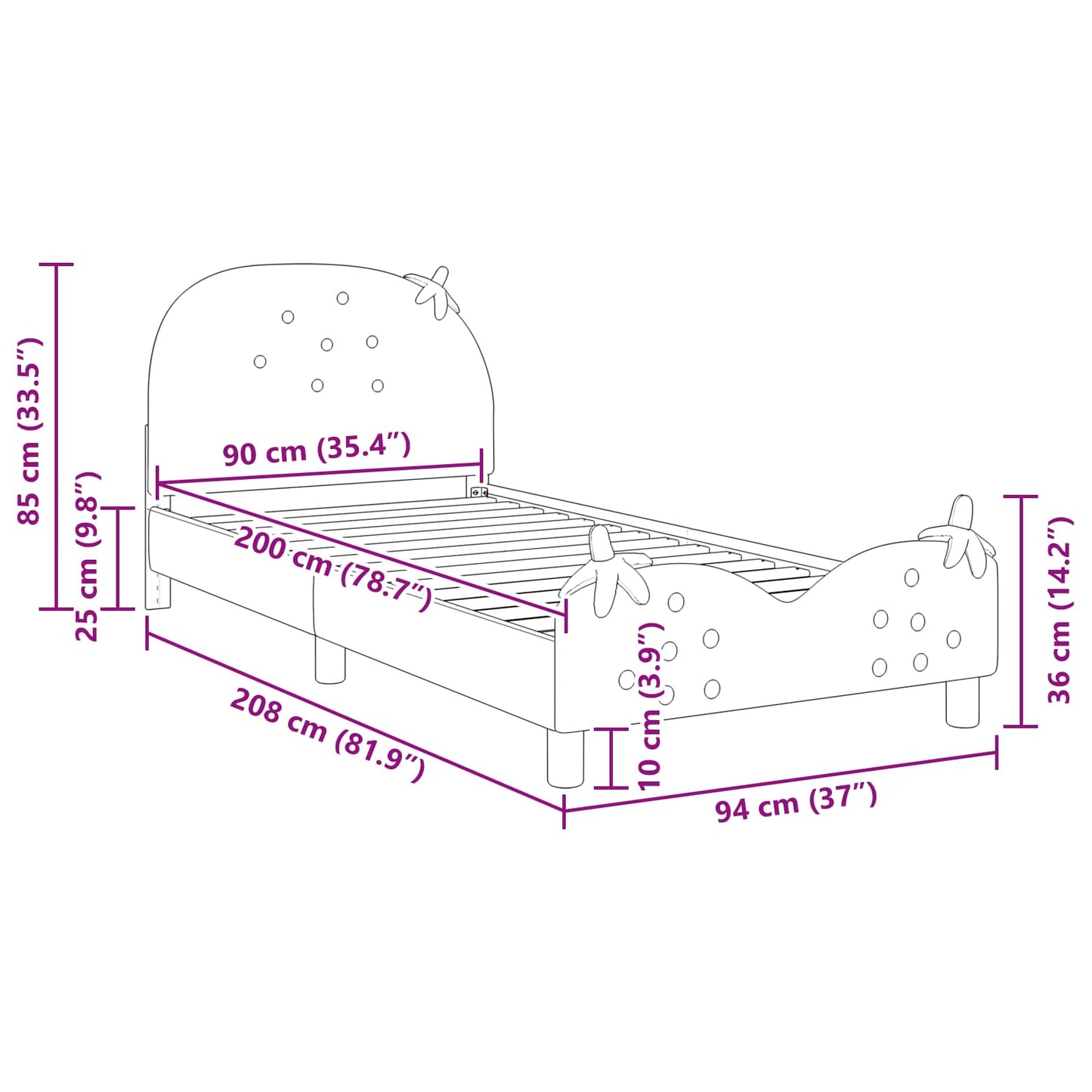 vidaXL Κρεβάτι Παιδικής Κρεβατοκάμαρας με Κεφαλάκι Ροζ 90 x 200 cm