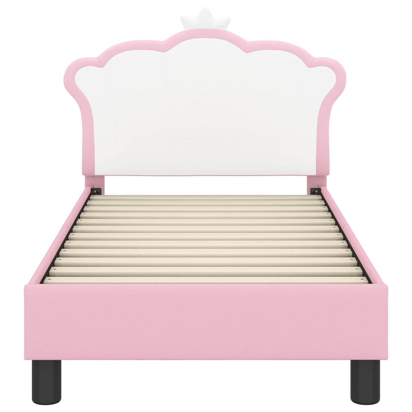 vidaXL Κρεβατική βάση για παιδιά με προσκέφαλο Ροζ 70 x 140 cm PU