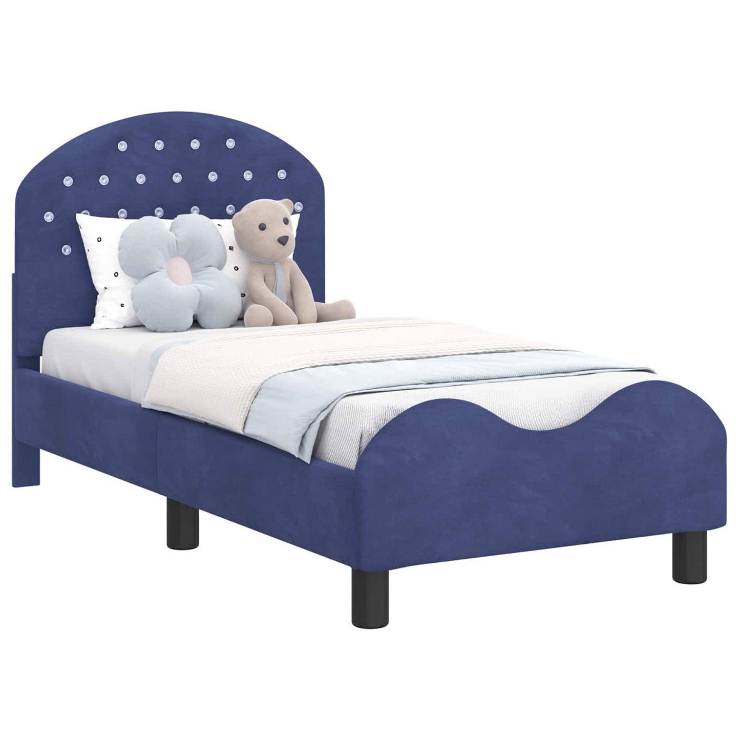 vidaXL Κρεβατική βάση για παιδιά με προσκέφαλο Μπλε Αστυνομίας Βελούδο