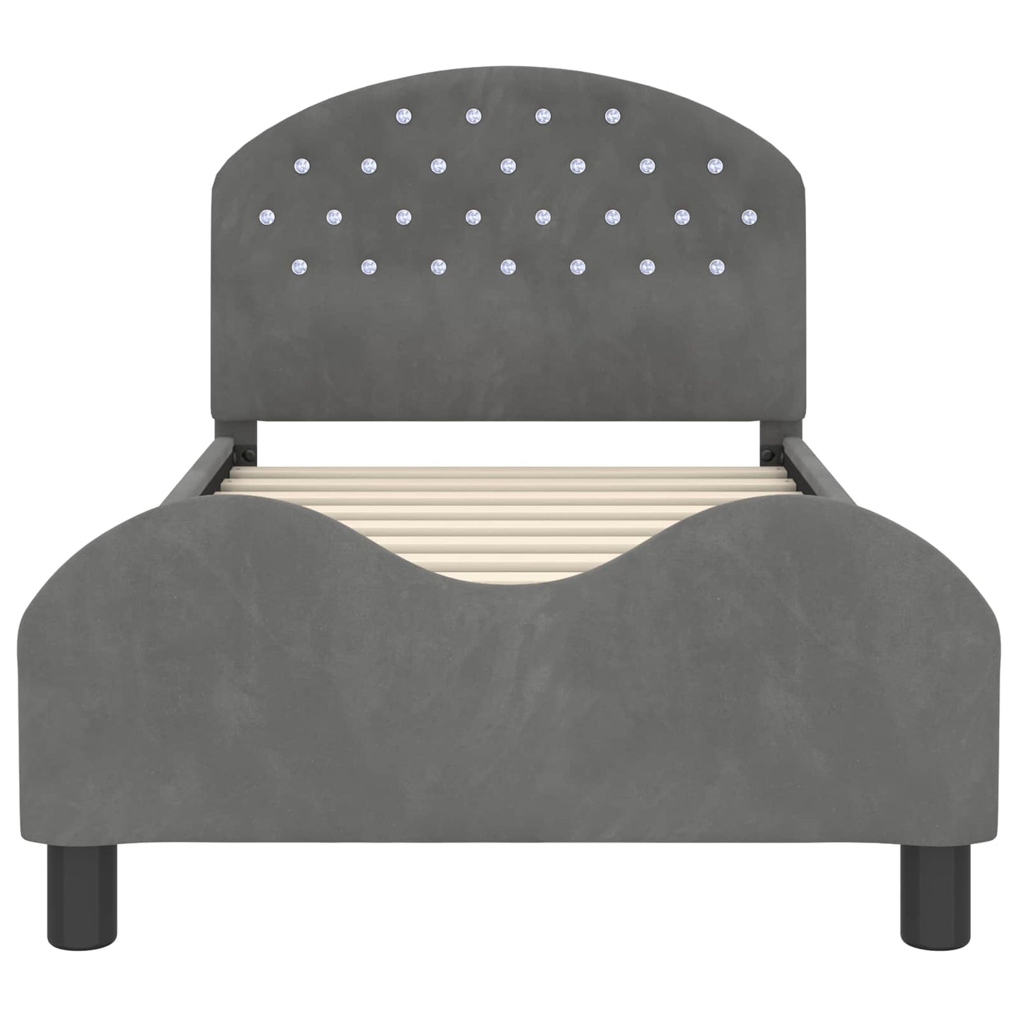 vidaXL Κρεβάτι Παιδικής Κρεβατοκάμαρας με Κεφαλάκι Σκούρο Γκρι Βελούδο