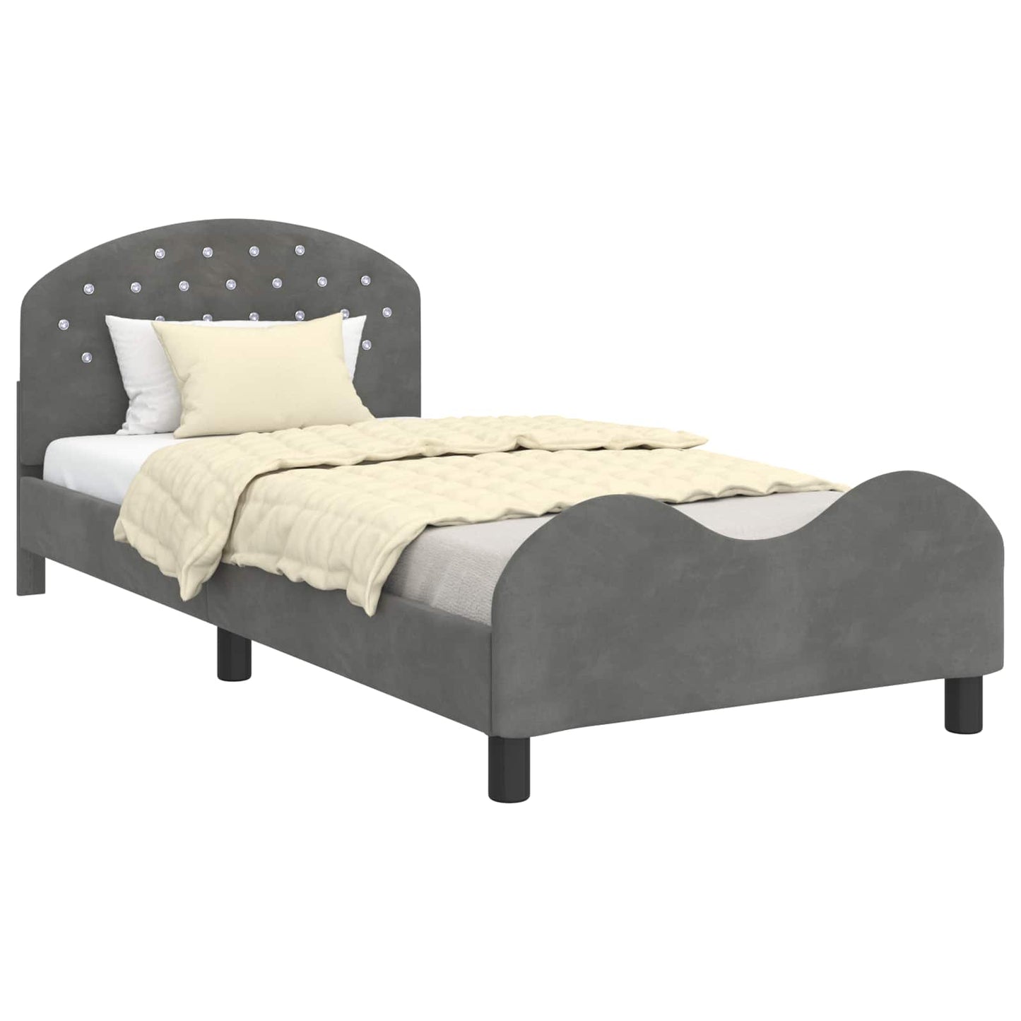 vidaXL Κρεβάτι Παιδικής Κρεβατοκάμαρας με Κεφαλάκι Σκούρο Γκρι Βελούδο