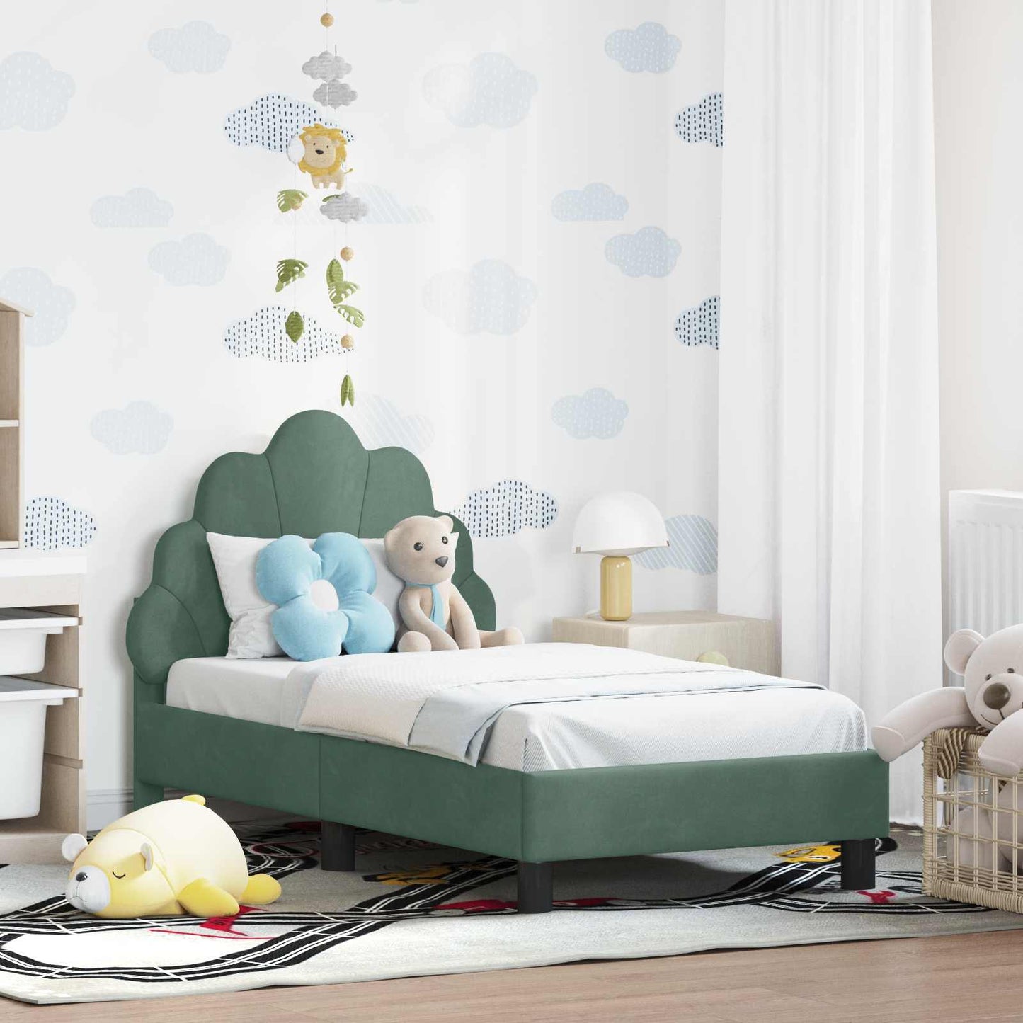 vidaXL Κρεβατική βάση για παιδιά με προσκέφαλο Θαλασσί 70 x 140 cm