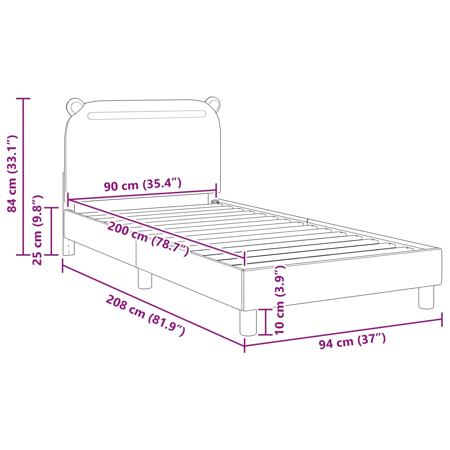 vidaXL Κρεβάτι Παιδικής Κρεβατοκάμαρας με Κεφαλάκι Ροζ 90 x 200 cm