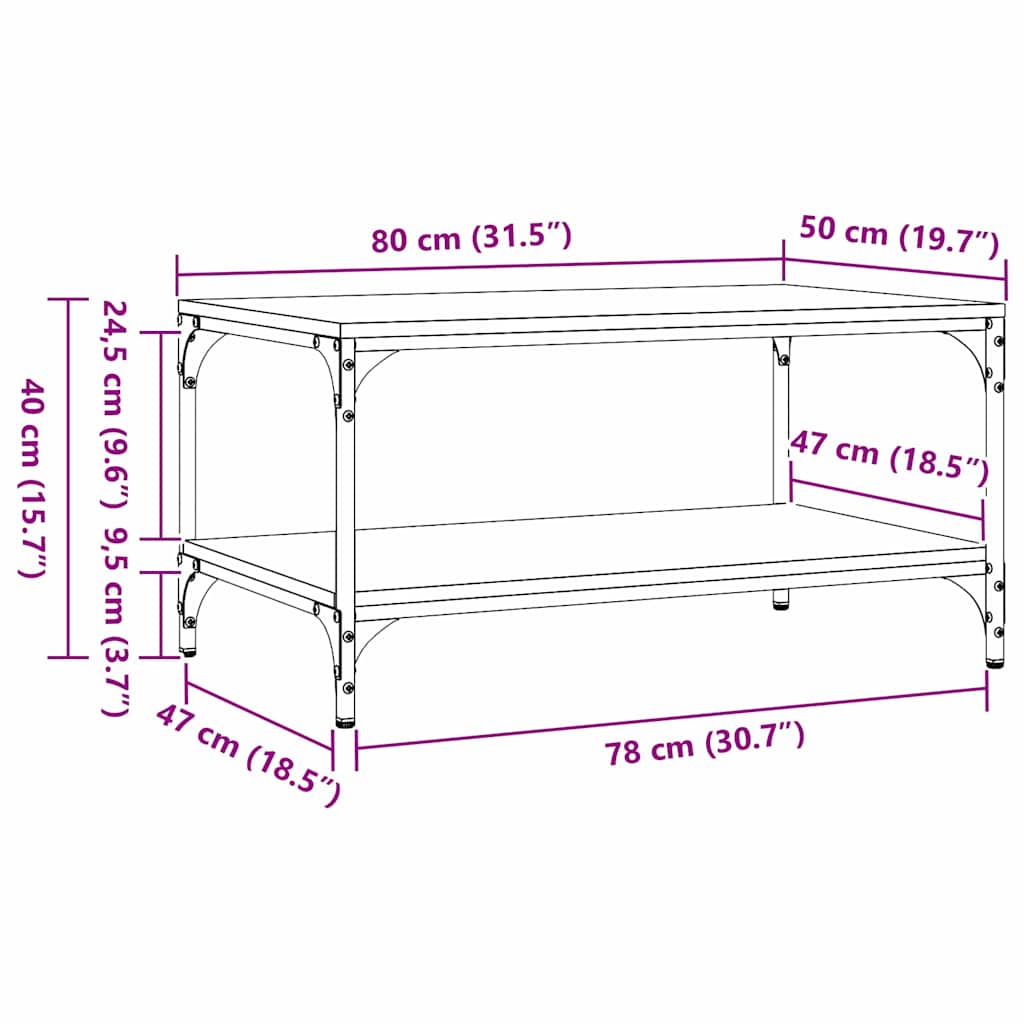 vidaXL Τραπεζάκι σαλονιού Μαύρη Οξυά 81 x 50 x 40 εκ
