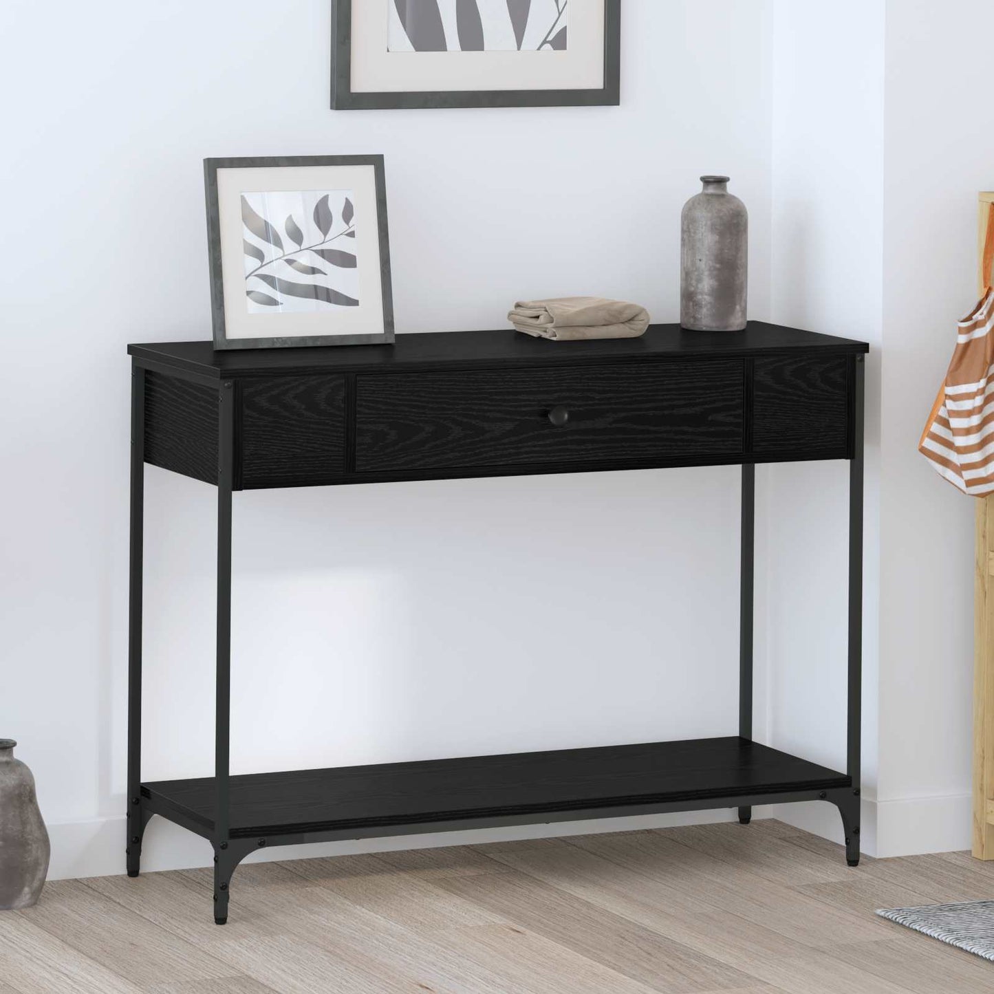 vidaXL Τραπέζι κονσόλας Άλλο Μαύρη δρυς 100 x 34.5 x 75 εκ.
