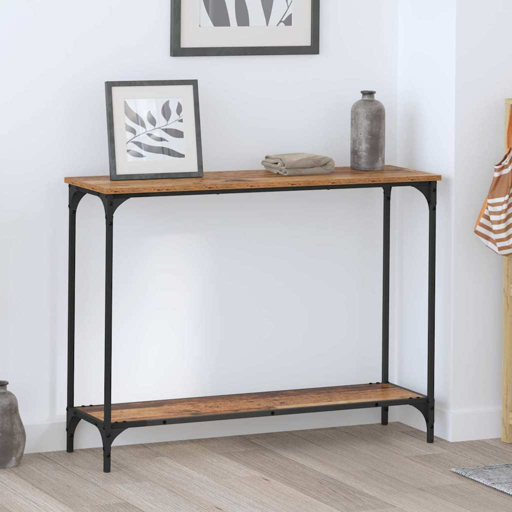 vidaXL Τραπέζι κονσόλας με ράφι Παλαιό ξύλο 101 x 30.5 x 75 εκ