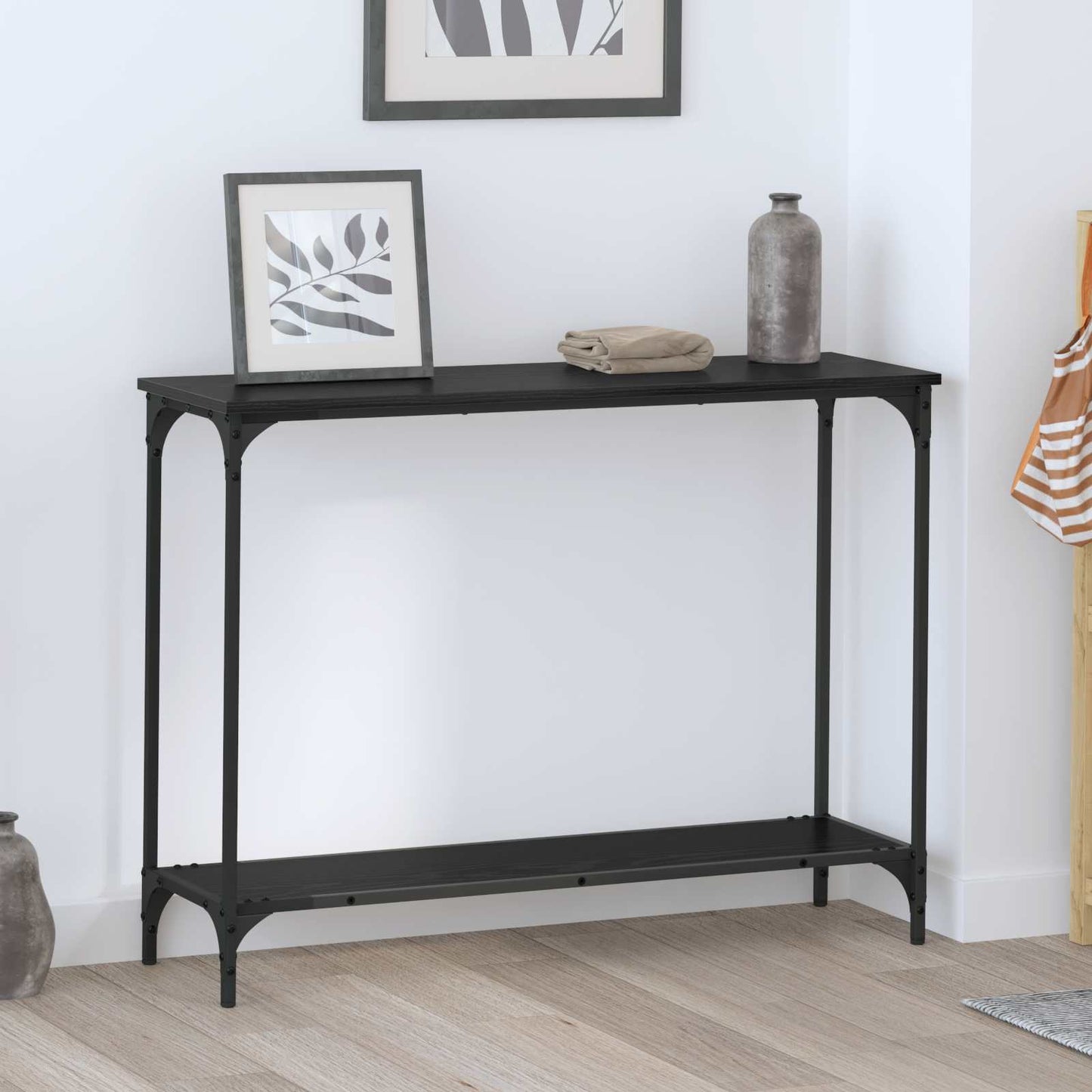 vidaXL Τραπέζι κονσόλας με ράφι Μαύρη δρυς 101 x 30.5 x 75 εκ