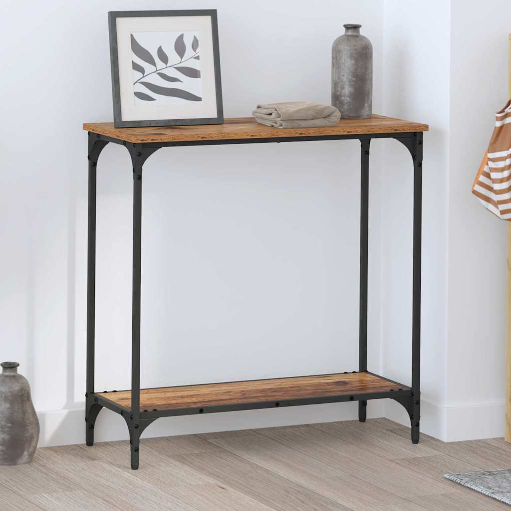 vidaXL Τραπέζι κονσόλας με ράφι Παλαιό ξύλο 75 x 30.5 x 75 εκ