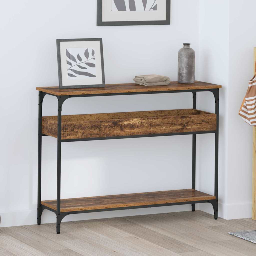 vidaXL Τραπέζι κονσόλας με ράφι Παλαιό ξύλο 100 x 29 x 75 εκ.