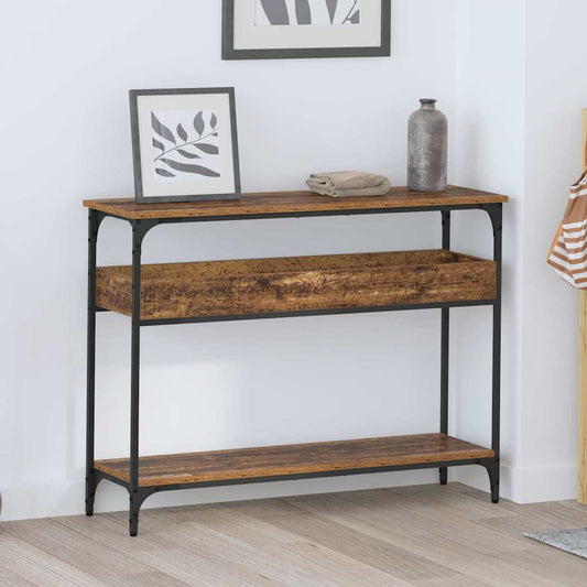 vidaXL Τραπέζι κονσόλας με ράφι Παλαιό ξύλο 100 x 29 x 75 εκ.