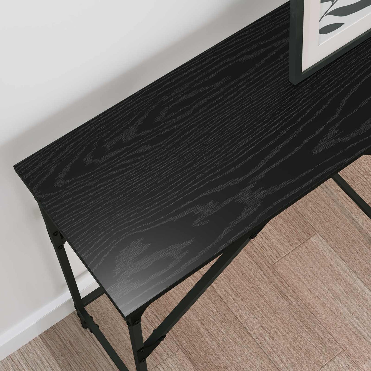 vidaXL Τραπέζι κονσόλας Μαύρη Οξυά 140 x 29 x 75 εκ Επεξεργασμένο ξύλο