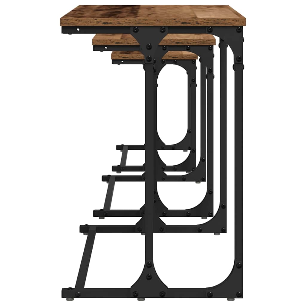 vidaXL Φωτιστικό Τραπεζάκι 3 pcs Παλαιό ξύλο 50.5 x 35 x 53 εκ.