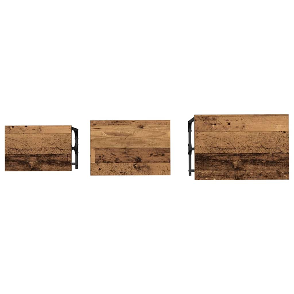 vidaXL Φωτιστικό Τραπεζάκι 3 pcs Παλαιό ξύλο 50.5 x 35 x 53 εκ.