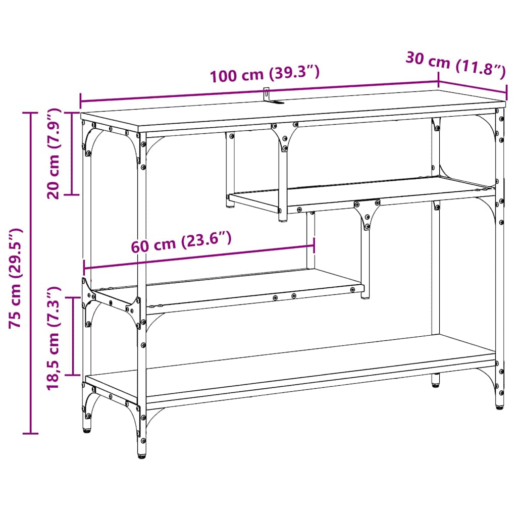 vidaXL Τραπέζι κονσόλας με ράφι Παλαιό ξύλο 100 x 30 x 75 εκ
