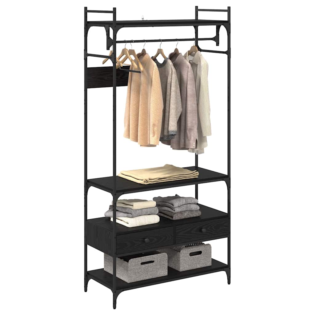 vidaXL Ντουλάπι Μαύρη δρυς 89 x 39 x 184.5 εκ. Επεξεργασμένο ξύλο