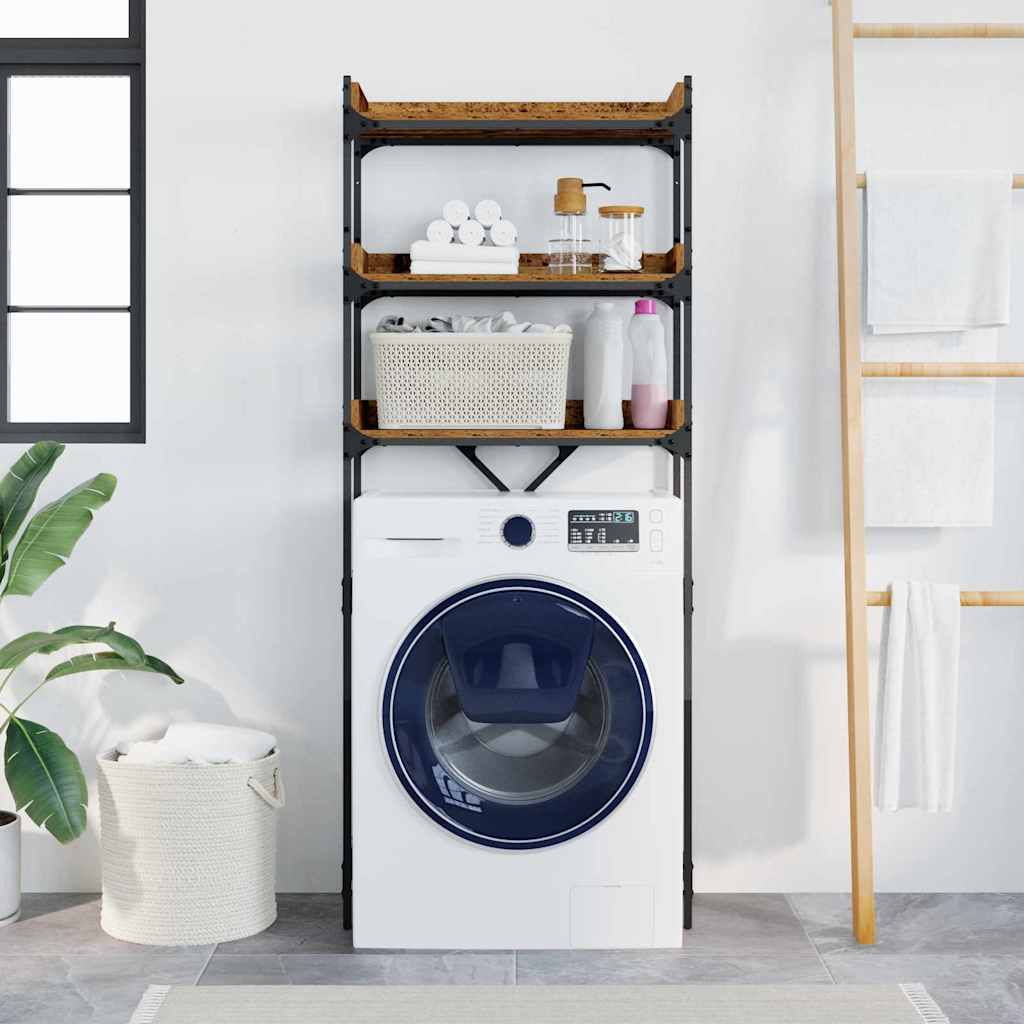 vidaXL Ράφια πλυντηρίου ρούχων με ράφι Παλαιό ξύλο 67 x 25 x 163 εκ.