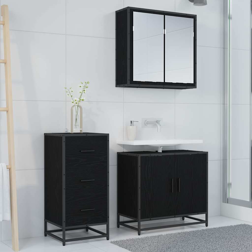 vidaXL Πλαϊνό γραφείο Μαύρη δρυς 35.5 x 35 x 76 εκ Επεξεργασμένο ξύλο