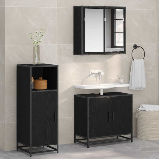 vidaXL Σετ Επίπλων Μπάνιου με ράφι Μαύρη Οξυά 35 x 37,5 x 100 εκ.