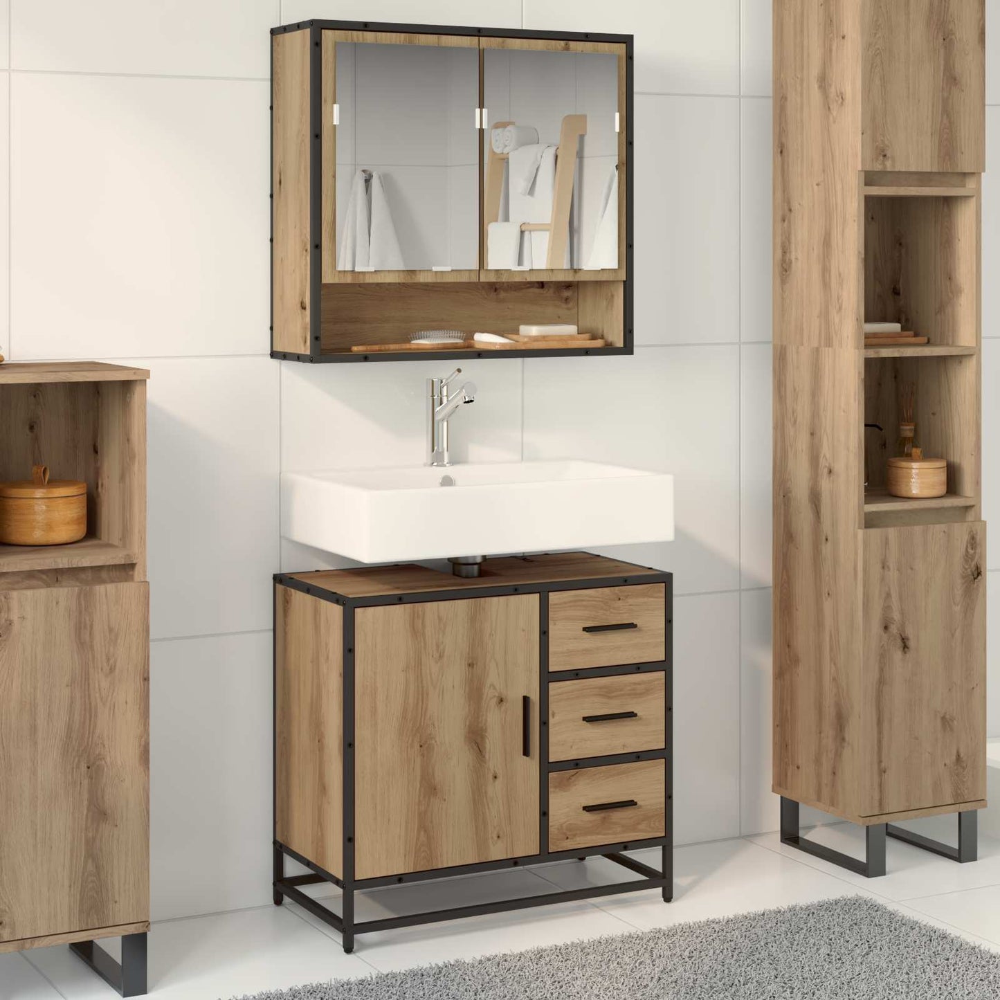 vidaXL Ντουλάπι Μπάνιου Artisan Oak 65 x 33 x 60 εκ Επεξεργασμένο ξύλο