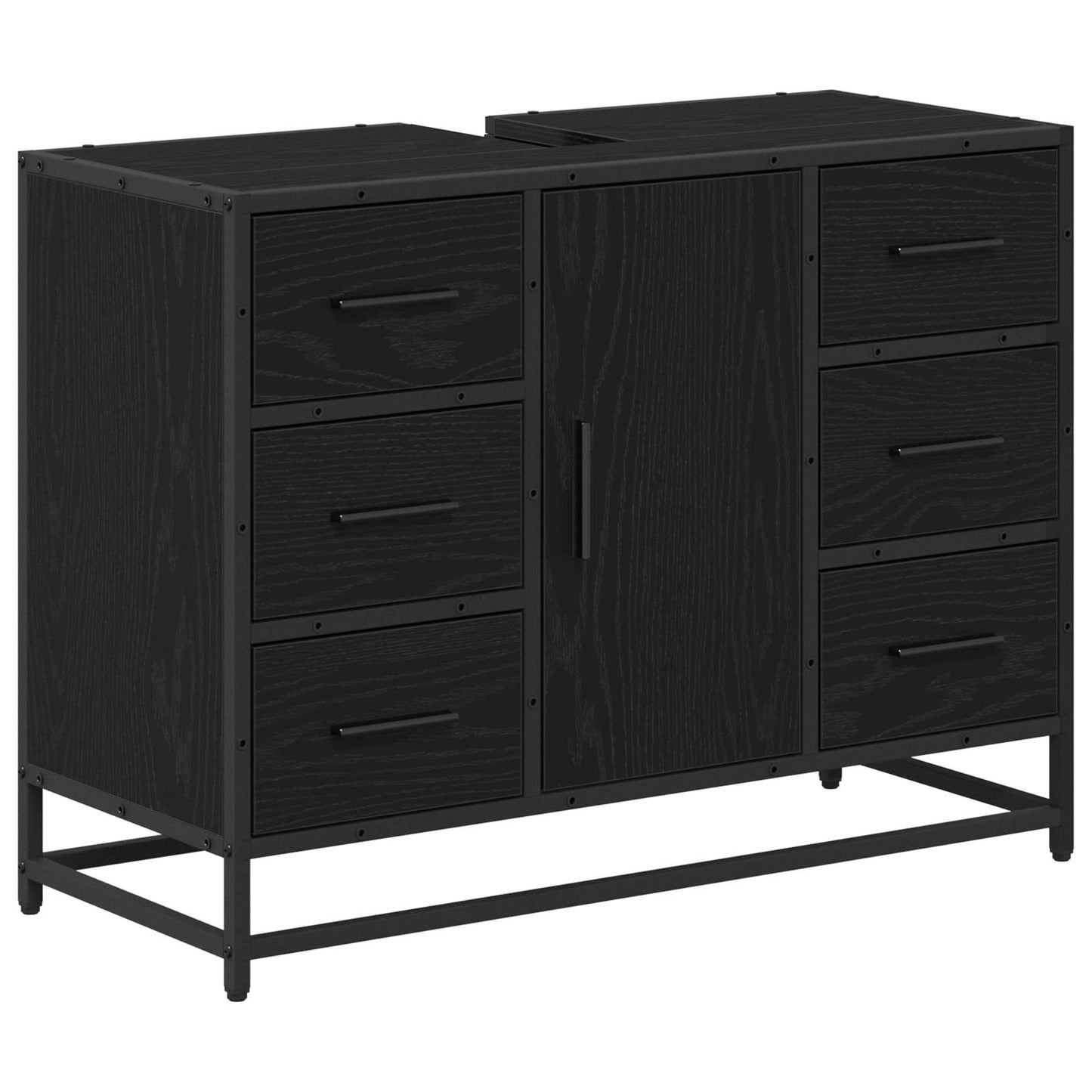 vidaXL Ντουλάπι Μπάνιου Μαύρη Οξυά 80 x 33 x 60 εκ Επεξεργασμένο Ξύλο
