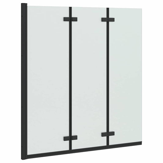 vidaXL Καλυμμα Ντους Μαύρο 130 x 138 εκ ESG Γυαλί και Αλουμίνιο