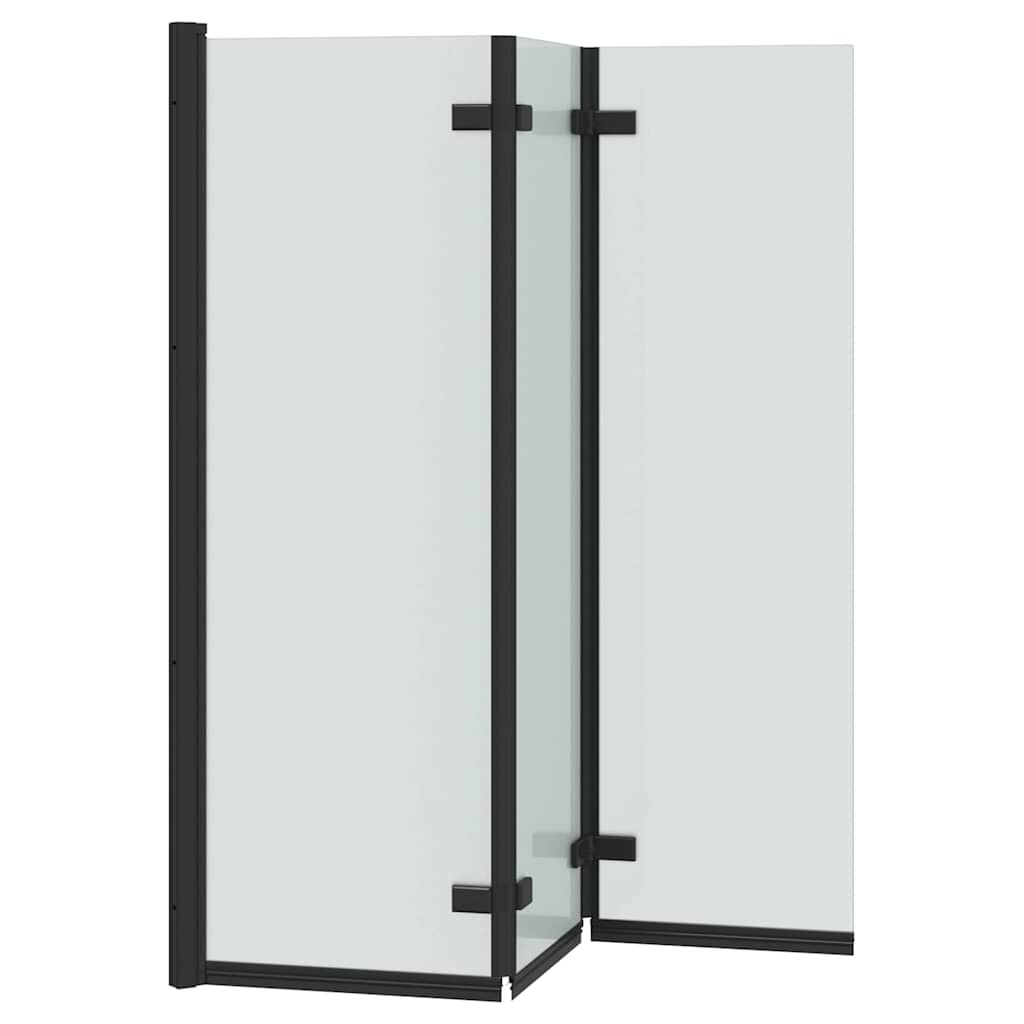 vidaXL Καλυμμα Ντους Μαύρο 130 x 138 εκ ESG Γυαλί και Αλουμίνιο