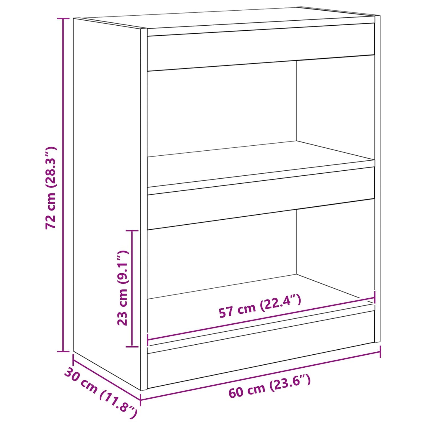 vidaXL Βιβλιοθήκη Μαύρη Οξυά 60 x 30 x 72 εκ. Επεξεργασμένο ξύλο