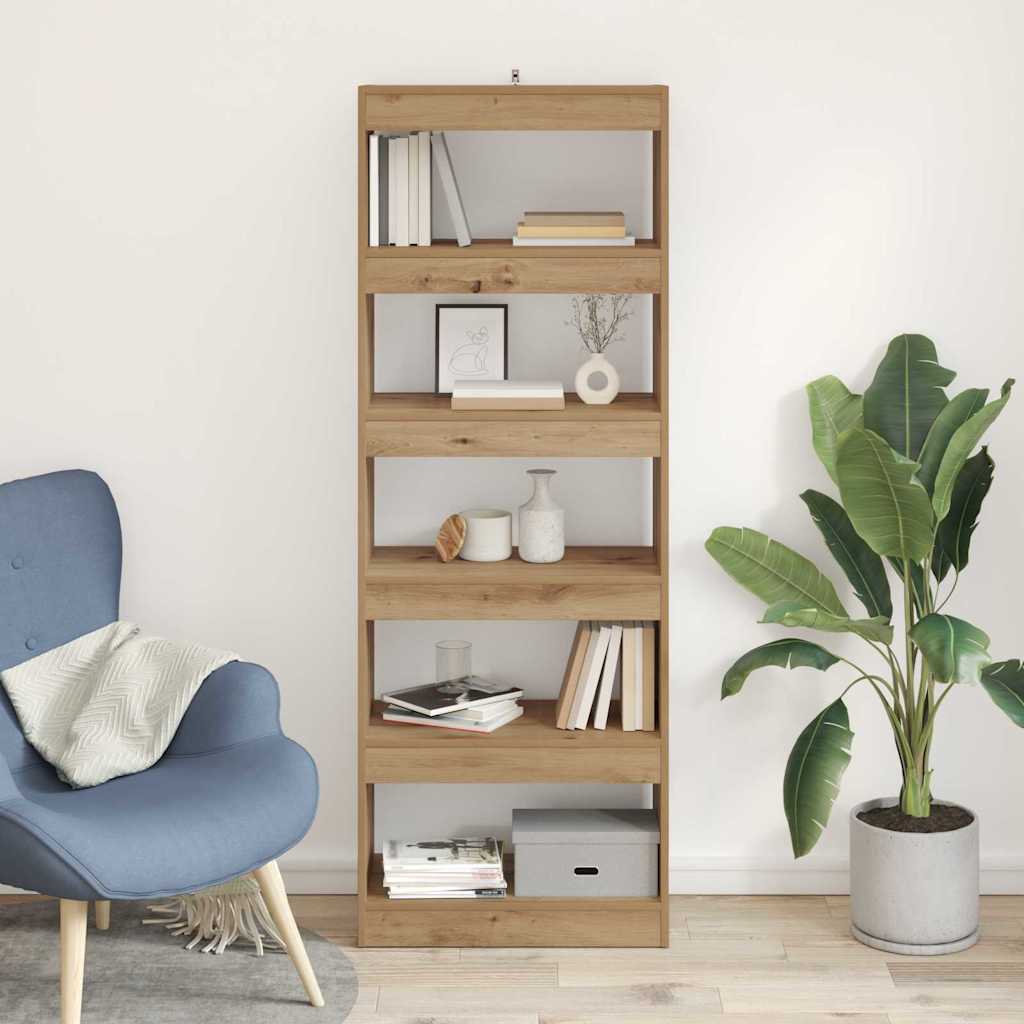 vidaXL Βιβλιοθήκη artisan δρυς 60 x 30 x 166 εκ Επεξεργασμένο ξύλο